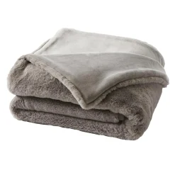 EMINZA Edredon fausse fourrure (90 x 220 cm) Finn Taupe Discount