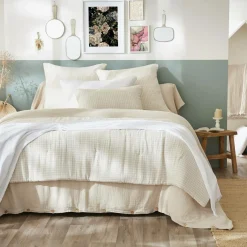 EMINZA Edredon gaze de coton (90 x 200 cm) Gaïa vichy Beige Clearance
