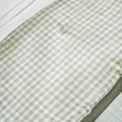 EMINZA Edredon gaze de coton (90 x 200 cm) Gaïa vichy Vert Eucalyptus Sale