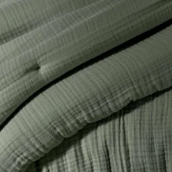 EMINZA Edredon quadruple gaze de coton (90 x 220 cm) Victoria x Gaïa Vert romarin Sale