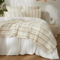 EMINZA Edredon réversible coton texturé et percale (90 x 220 cm) Alice Ficelle Clearance