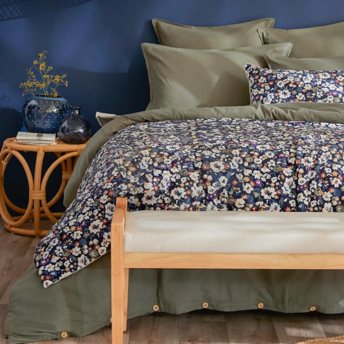 EMINZA Edredon velours (90 x 220 cm) Dolores Bleu Sale