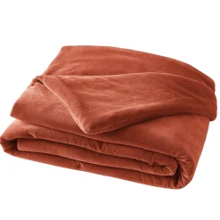 EMINZA Edredon velours de coton (90 x 200 cm) Victor Terracotta Hot