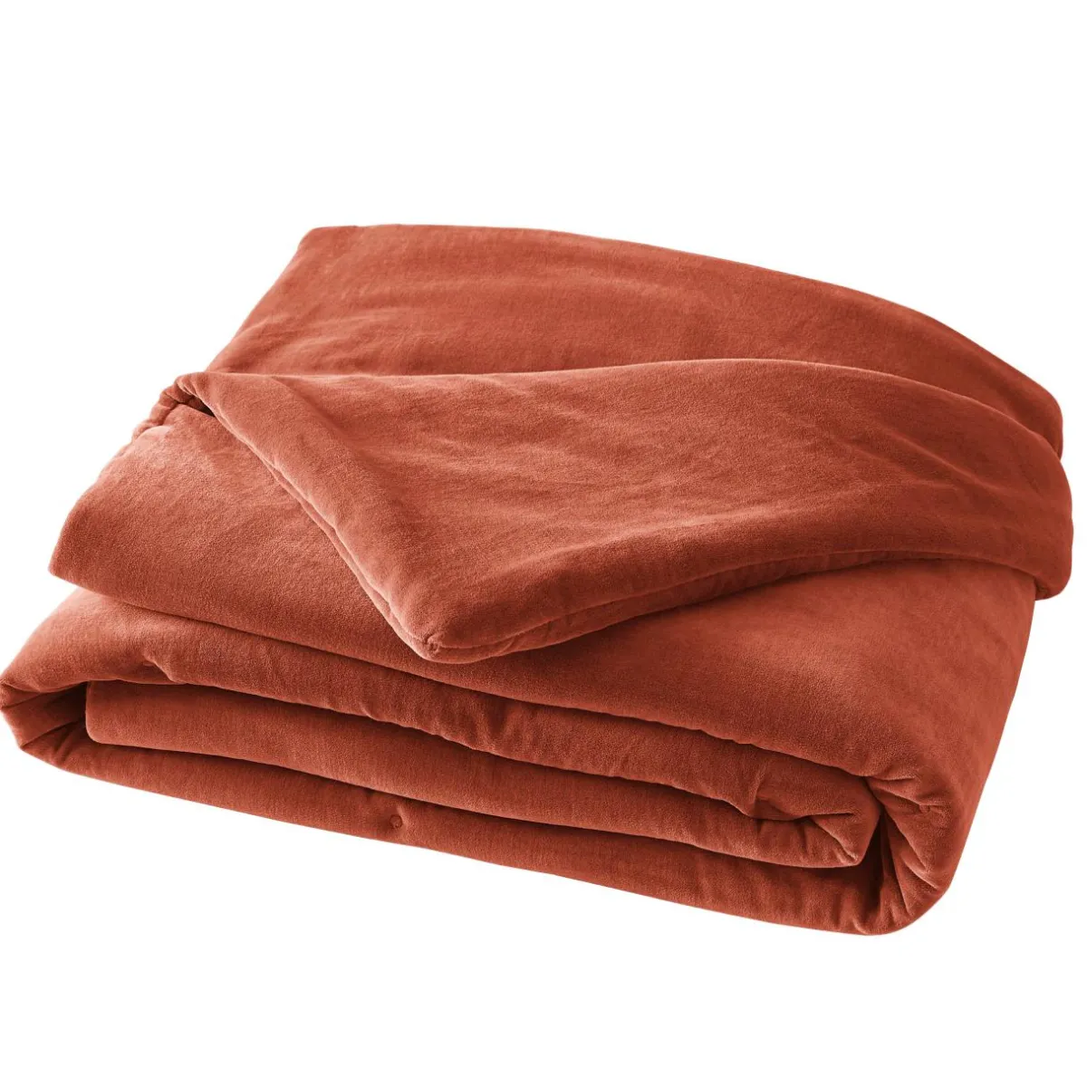 EMINZA Edredon velours de coton (90 x 200 cm) Victor Terracotta Hot