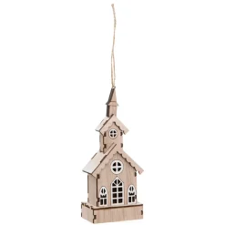 Feeric Lights & Christmas Eglise de Noël en bois (H15 cm) Naturel New