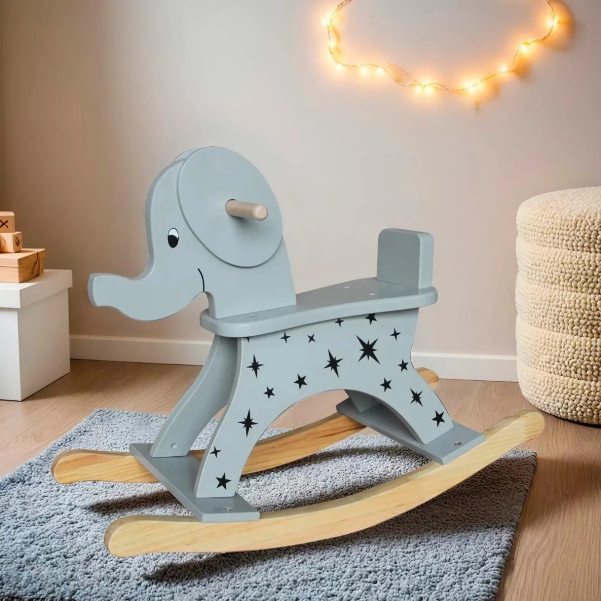 EMINZA Elephant à bascule bois (H53 cm) Stars Gris Online
