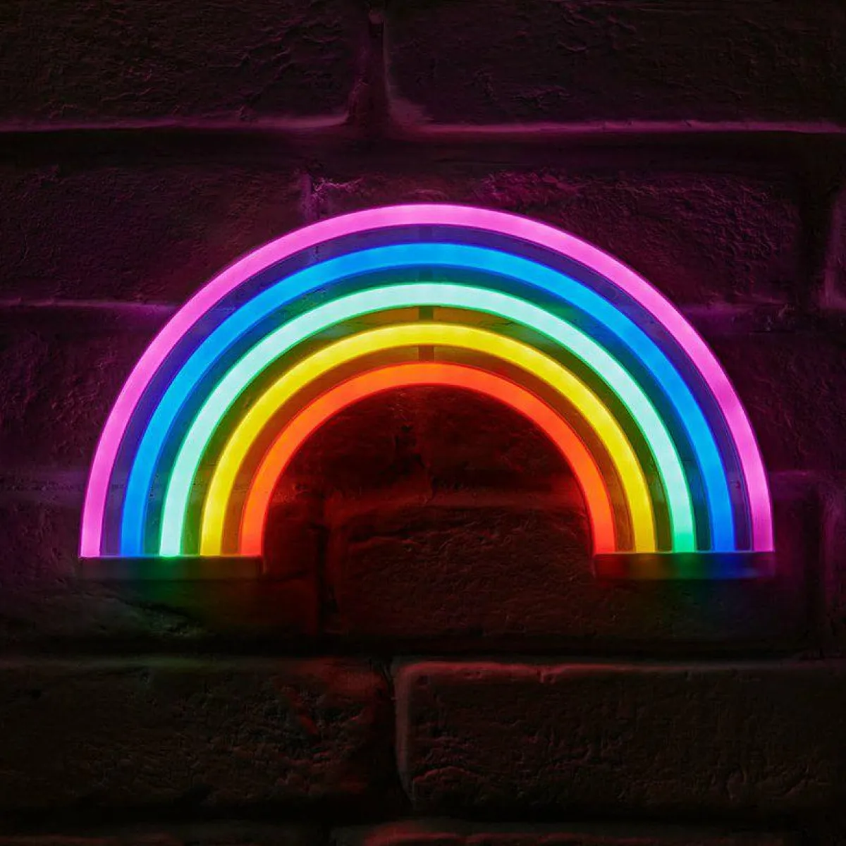 OSTARIA Enseigne lumineuse néon à piles (H16 cm) Arc en Ciel Multicolore New