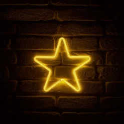 OSTARIA Enseigne lumineuse néon à piles (H26,8 cm) Étoile Jaune Sale