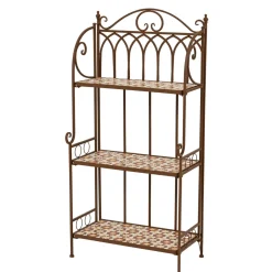 EMINZA Etagère à fleurs d'extérieur pliable en mosaïque (H118 cm) Madrid Marron