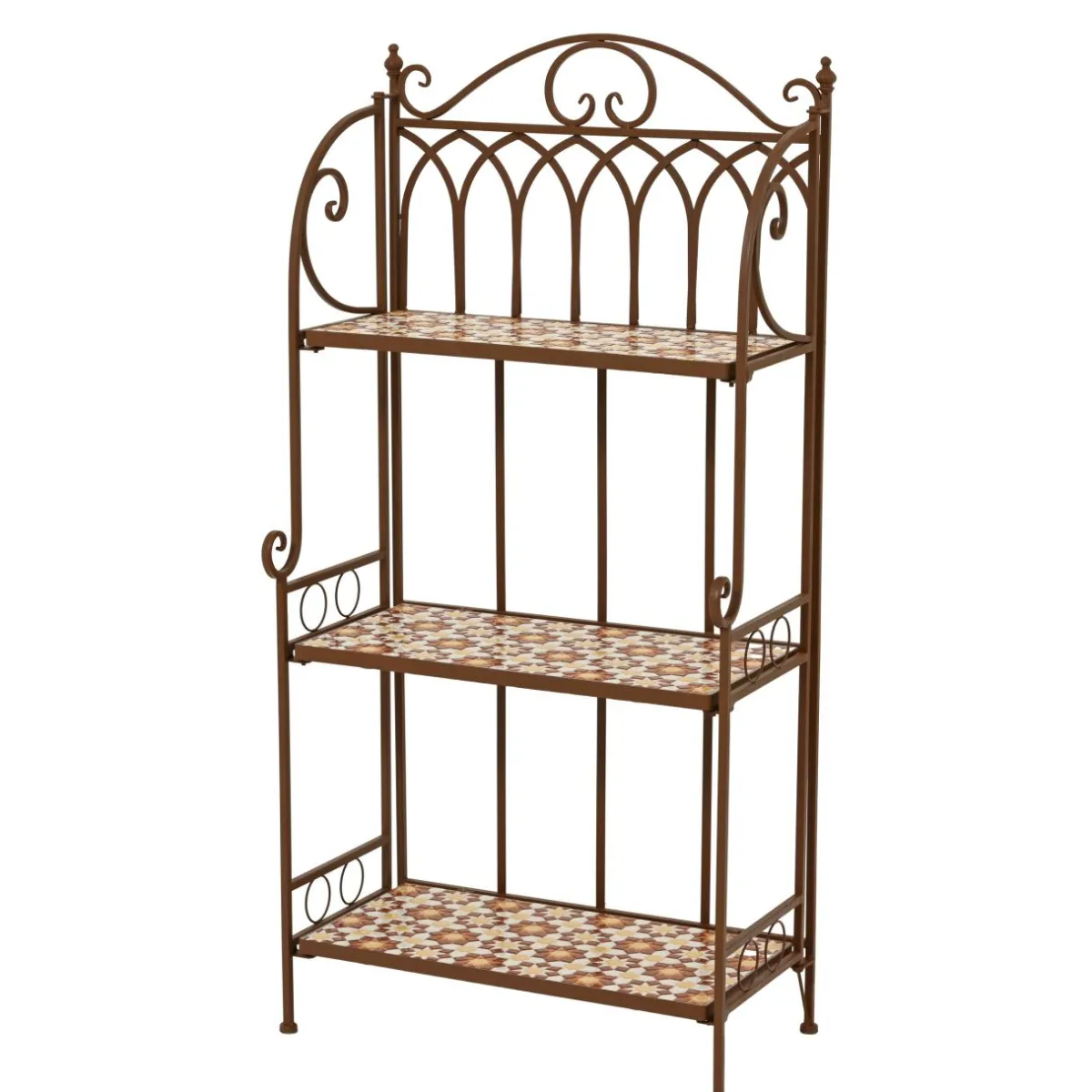 EMINZA Etagère à fleurs d'extérieur pliable en mosaïque (H118 cm) Madrid Marron