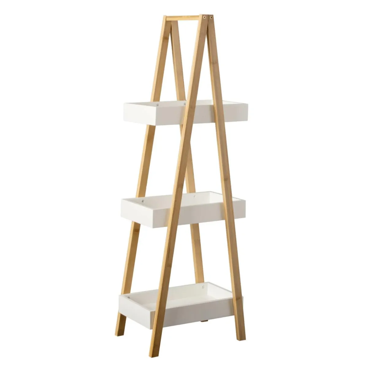 EMINZA Etagère bois et bambou (H84 cm) Pyramide 3 niveaux he Blanc Online