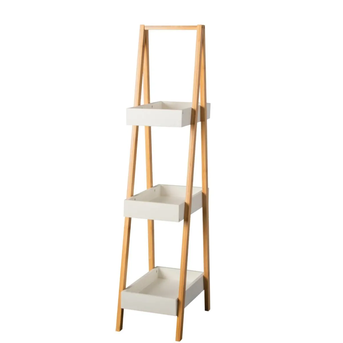 EMINZA Etagère bois et bambou (H84 cm) Pyramide 3 niveaux he Blanc Online