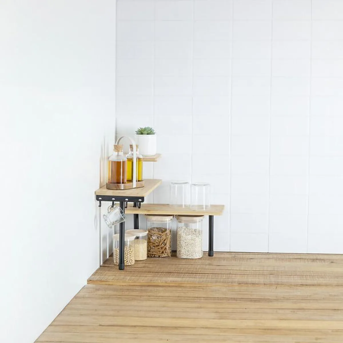5 Five Simply Smart Etagère d'angle bambou 3 niveaux (H38 cm) Ada e Noir Clearance