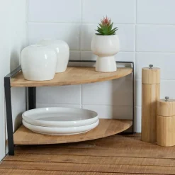 5 Five Simply Smart Etagère d'angle bois 2 niveaux (H20,5 cm) Ordera Noir Sale