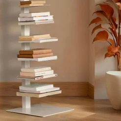 EMINZA Etagère de rangement 10 niveaux (H150 cm) Bibliothèque Book Blanc Discount