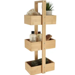 TENDANCE Etagère de salle de bain 3 niveaux (H66 cm) Bambou Naturel Hot