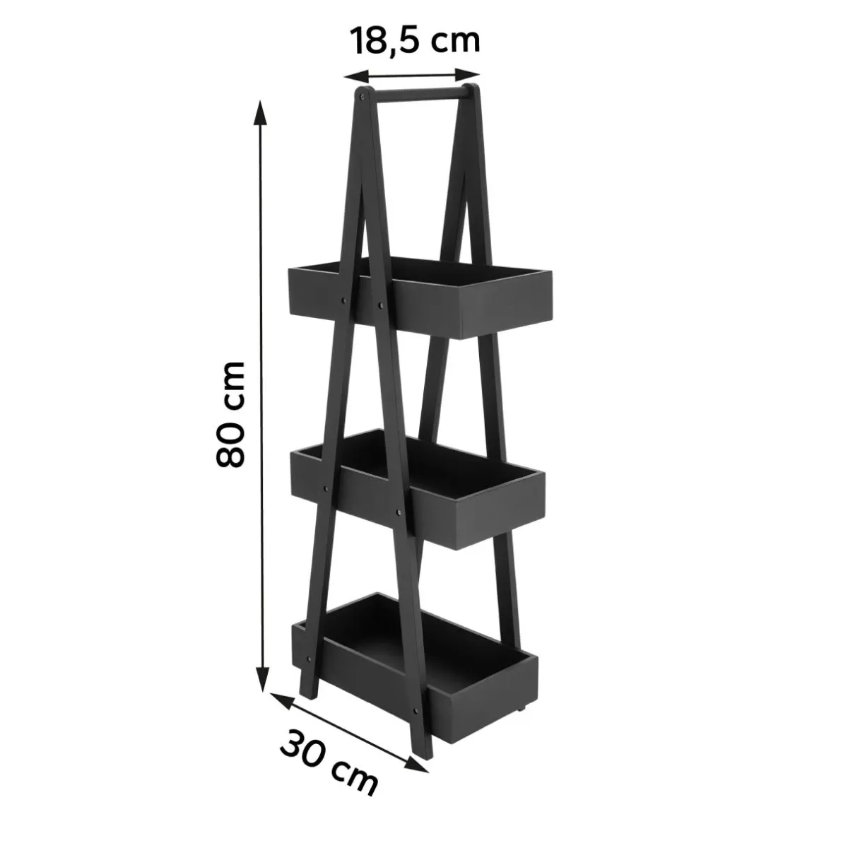 TENDANCE Etagère en bambou 3 niveaux (H80 cm) Pyramide Noir Hot