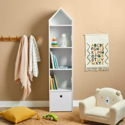 EMINZA Etagère enfant bois 4 niveaux (H154 cm) Stars Blanc New