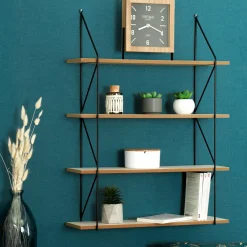 ATMOSPHERA Etagère murale 4 niveaux (60 x H80 cm) Iris Noir Best