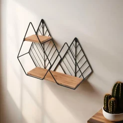 EMINZA Etagère murale en bois et métal (48 x H36 cm) Urban Loft Noir