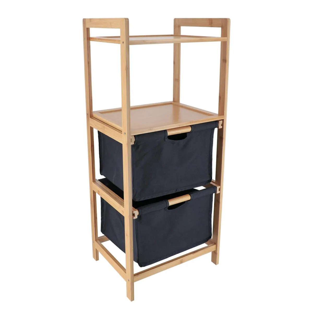 TENDANCE Etagère salle de bain avec paniers 3 niveaux (H90 cm) Purebamboo Noir Outlet