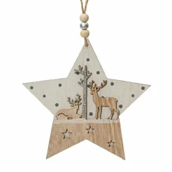 KAEMINGK Etoile de Noël à suspendre (H14 cm) Cerf Naturel Clearance