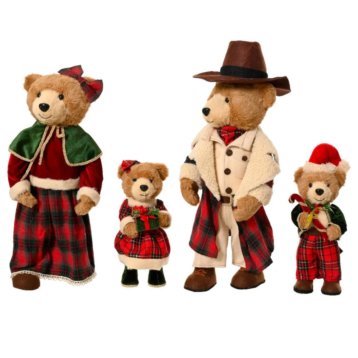 KAEMINGK Famille d'ours déco (H80 cm) Noël d'antan en carreaux Rouge Sale