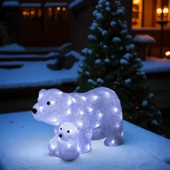 Feeric Lights & Christmas Famille d'ours polaire solaire 60 LED (H25 cm) Blanc froid Best