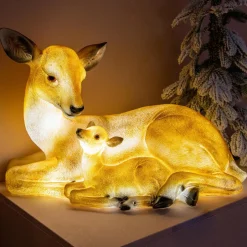 KAEMINGK Famille Faon lumineux fibre de verre 8 LED (H32 cm) Blanc chaud Discount
