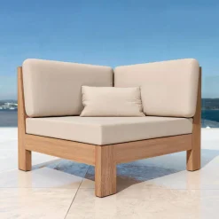 MOBELLIA Fauteuil d'angle de jardin bois d'acacia Bornéo Sable Clearance