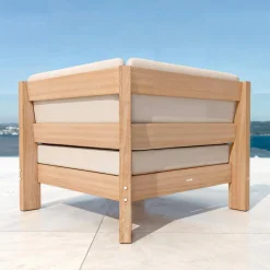 MOBELLIA Fauteuil d'angle de jardin bois d'acacia Bornéo Sable Clearance