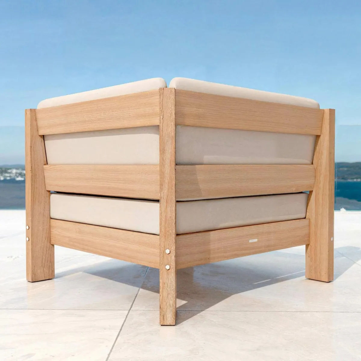MOBELLIA Fauteuil d'angle de jardin bois d'acacia Bornéo Sable Clearance