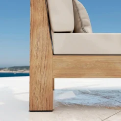 MOBELLIA Fauteuil d'angle de jardin bois d'acacia Bornéo Sable Clearance
