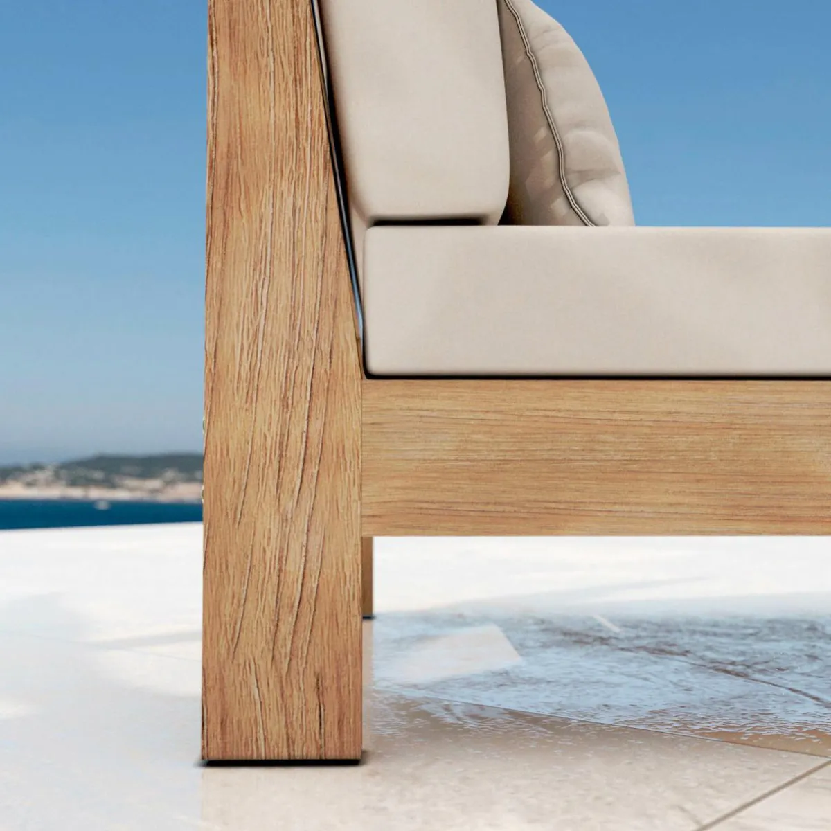 MOBELLIA Fauteuil d'angle de jardin bois d'acacia Bornéo Sable Clearance