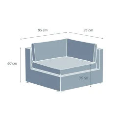 MOBELLIA Fauteuil d'angle de jardin en résine tressée Palma Blanc et taupe Tressé Blanc - Taupe Discount