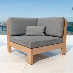 MOBELLIA Fauteuil d'angle de jardin bois d'acacia Bornéo Gris Anthracite