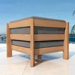 MOBELLIA Fauteuil d'angle de jardin bois d'acacia Bornéo Gris Anthracite