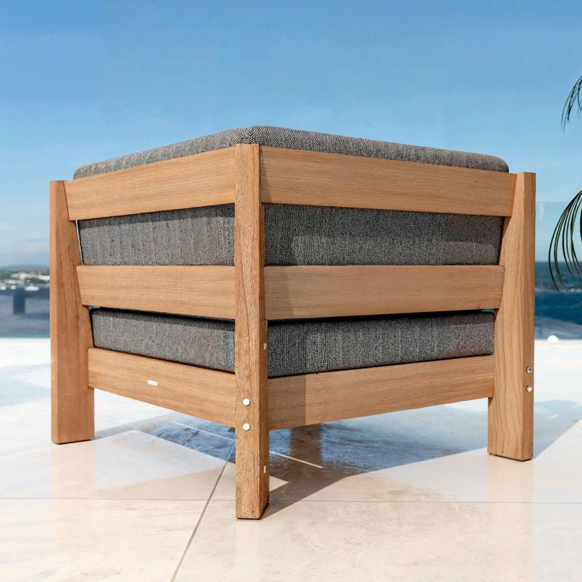 MOBELLIA Fauteuil d'angle de jardin bois d'acacia Bornéo Gris Anthracite