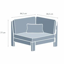MOBELLIA Fauteuil d'angle de jardin bois d'acacia Bornéo Gris Anthracite