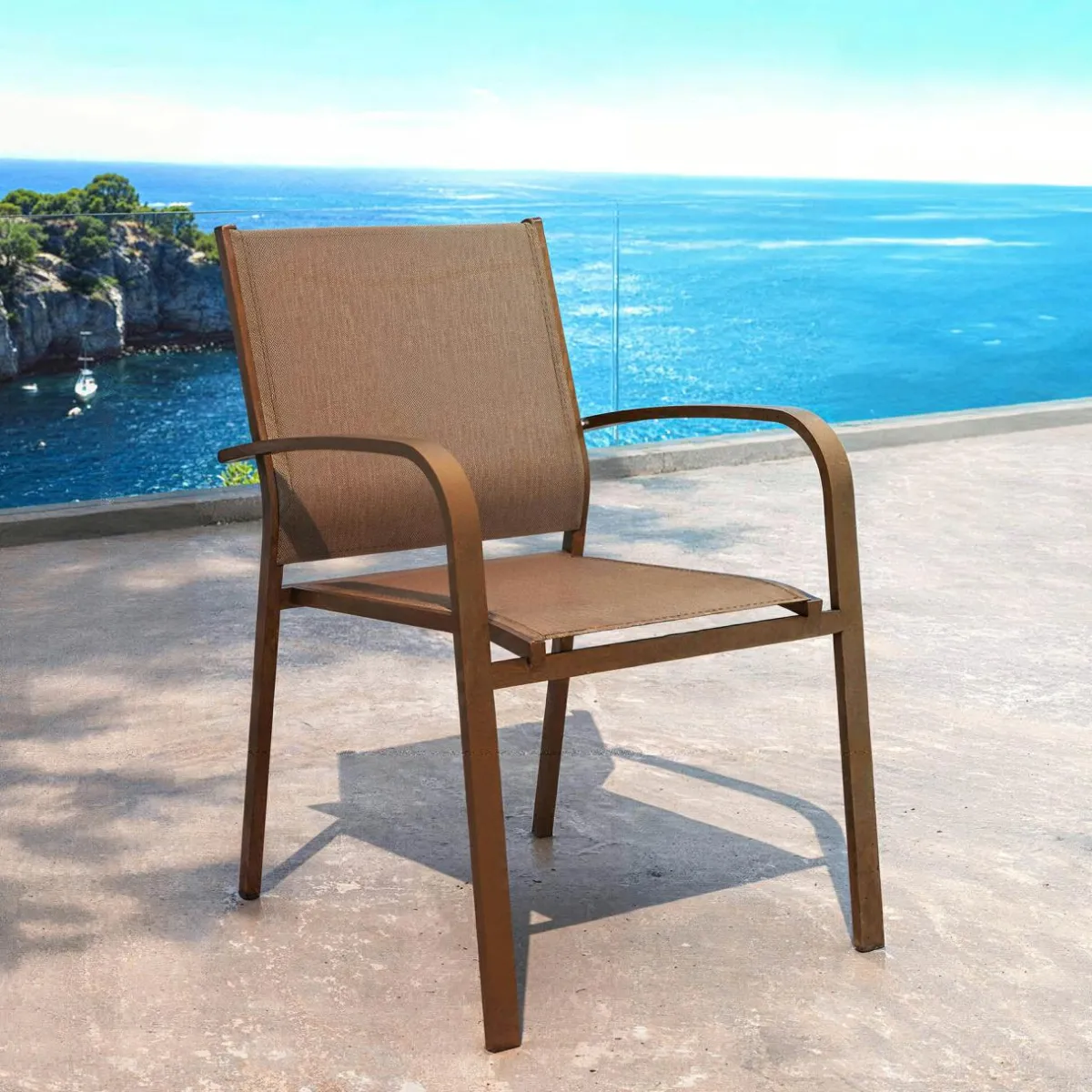 MOBELLIA Fauteuil de jardin aluminium empilable Murano Bronze Online