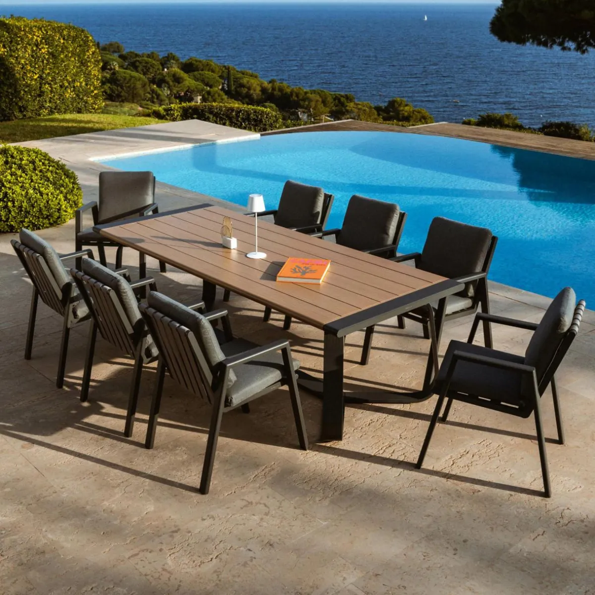MOBELLIA Fauteuil de jardin aluminium Long Beach Gris Anthracite Discount