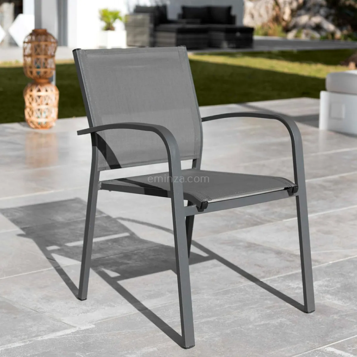 MOBELLIA Fauteuil de jardin aluminium empilable Murano Gris Anthracite Sale