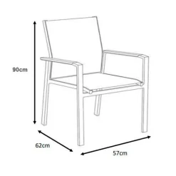 MOBELLIA Fauteuil de jardin aluminium et bois teck empilable Bali Blanc Outlet