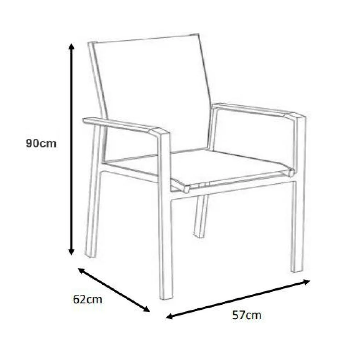 MOBELLIA Fauteuil de jardin aluminium et bois teck empilable Bali Gris Anthracite Best