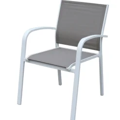 MOBELLIA Fauteuil de jardin aluminium empilable Murano Blanc et taupe Taupe clair Outlet