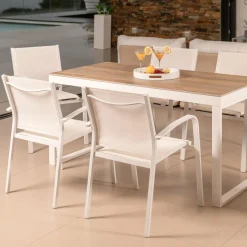 MOBELLIA Fauteuil de jardin aluminium empilable Murano Blanc Hot