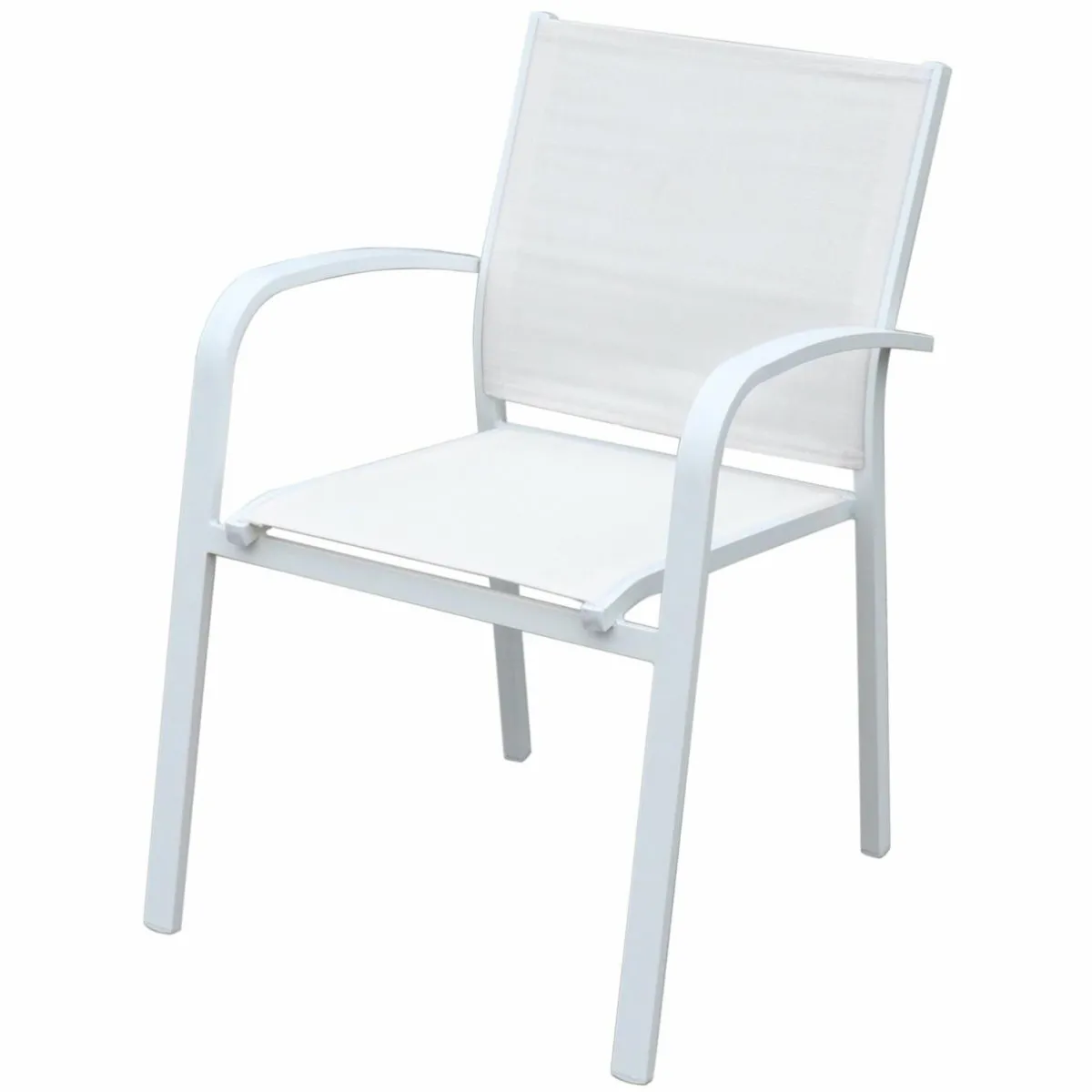 MOBELLIA Fauteuil de jardin aluminium empilable Murano Blanc Hot
