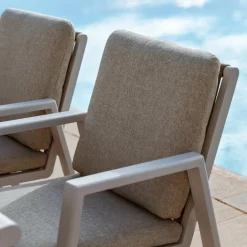 MOBELLIA Fauteuil de jardin aluminium Long Beach cendré Blanc Hot