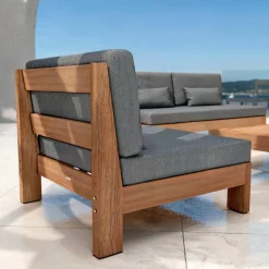 MOBELLIA Fauteuil de jardin bois d'acacia Bornéo Gris Anthracite Sale