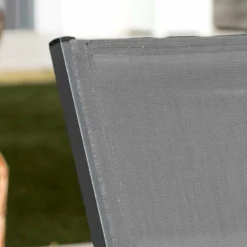 MOBELLIA Fauteuil de jardin dossier haut aluminium empilable Murano Gris Anthracite New